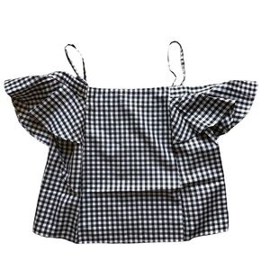 Timing Black and White Gingham Off Shoulder Top Small